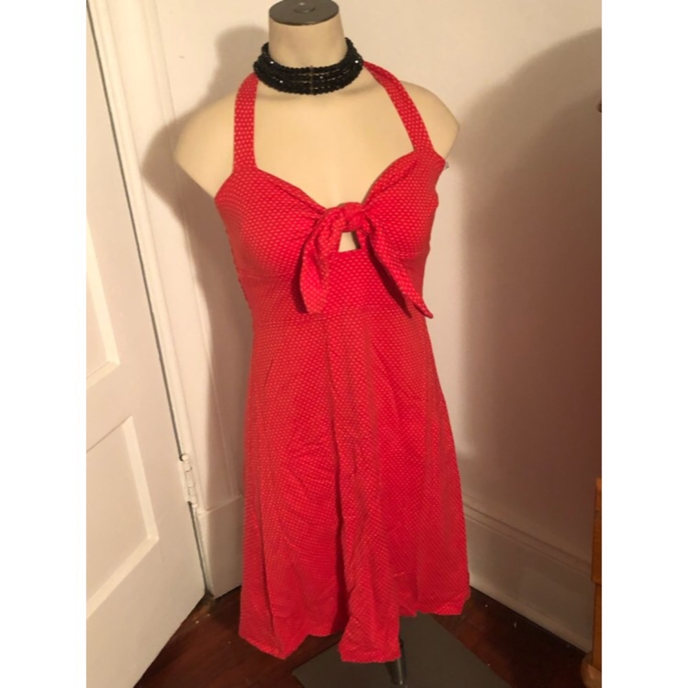 Red Betsey Johnson Tie-Front Halter Dress XS